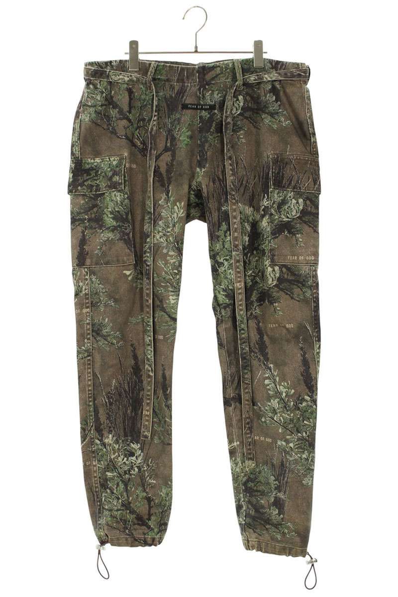 フィアオブゴッド カモフラ柄裾ドローコードカーゴロングパンツ メンズ M