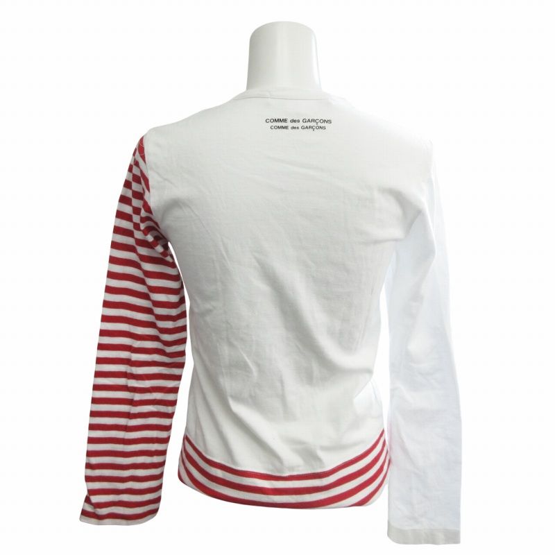 コムデギャルソンコムデギャルソン 10SS 草間彌生 コラボ グラフィックプリント Tシャツ 長袖 ボーダー 白 ホワイト XS IBO76 レディース コムデギャルソンコムデギャルソン COMME des GARCONS COMME des