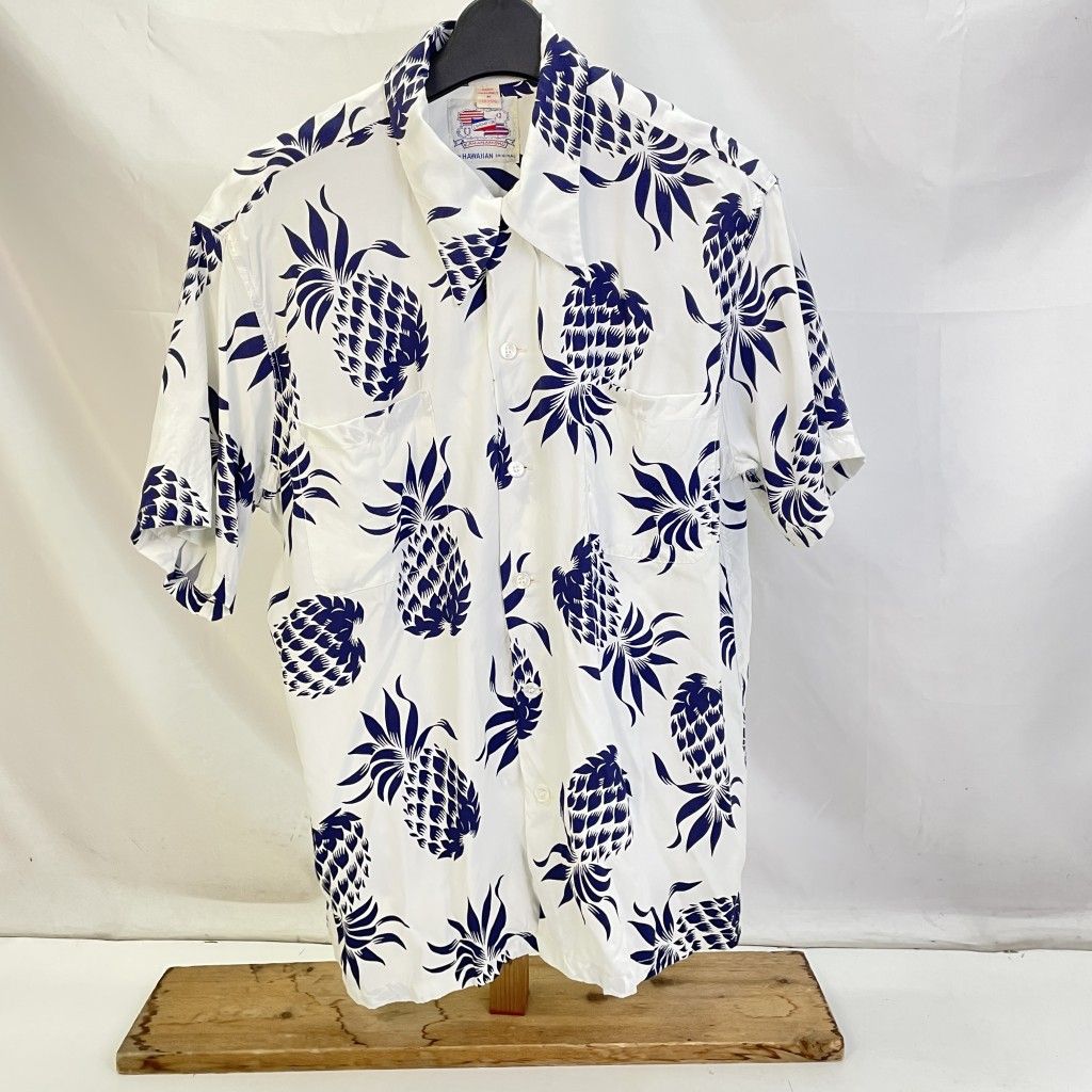 SUN SURF サンサーフ 半袖ポロシャツ パイナップル 総柄 L 黒