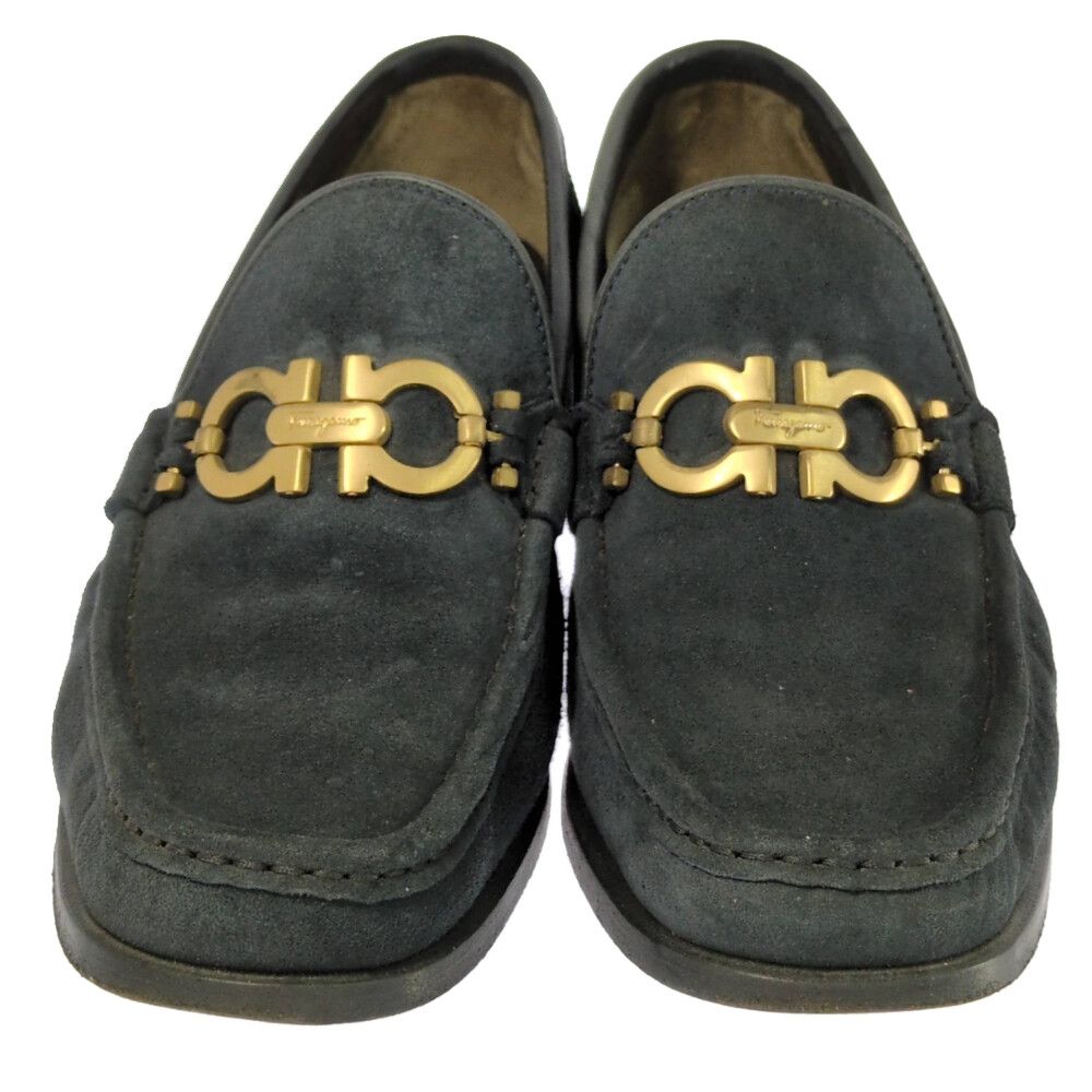 Salvatore Ferragamo サルヴァトーレフェラガモ スウェードレザー ガンチーニ金具 ローファー靴 ST 07267 1D US6 ブラック オールシーズン ♀ B レディース 594235