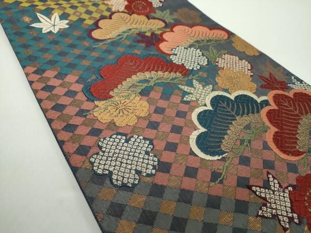 平和屋着物●六通柄袋帯　唐織　吉祥花松文　金糸　正絹　逸品　DAAY1275ps 平和屋着物○六通柄袋帯 唐織 吉祥花松文 金糸 正絹 逸品 DAAY1275ps