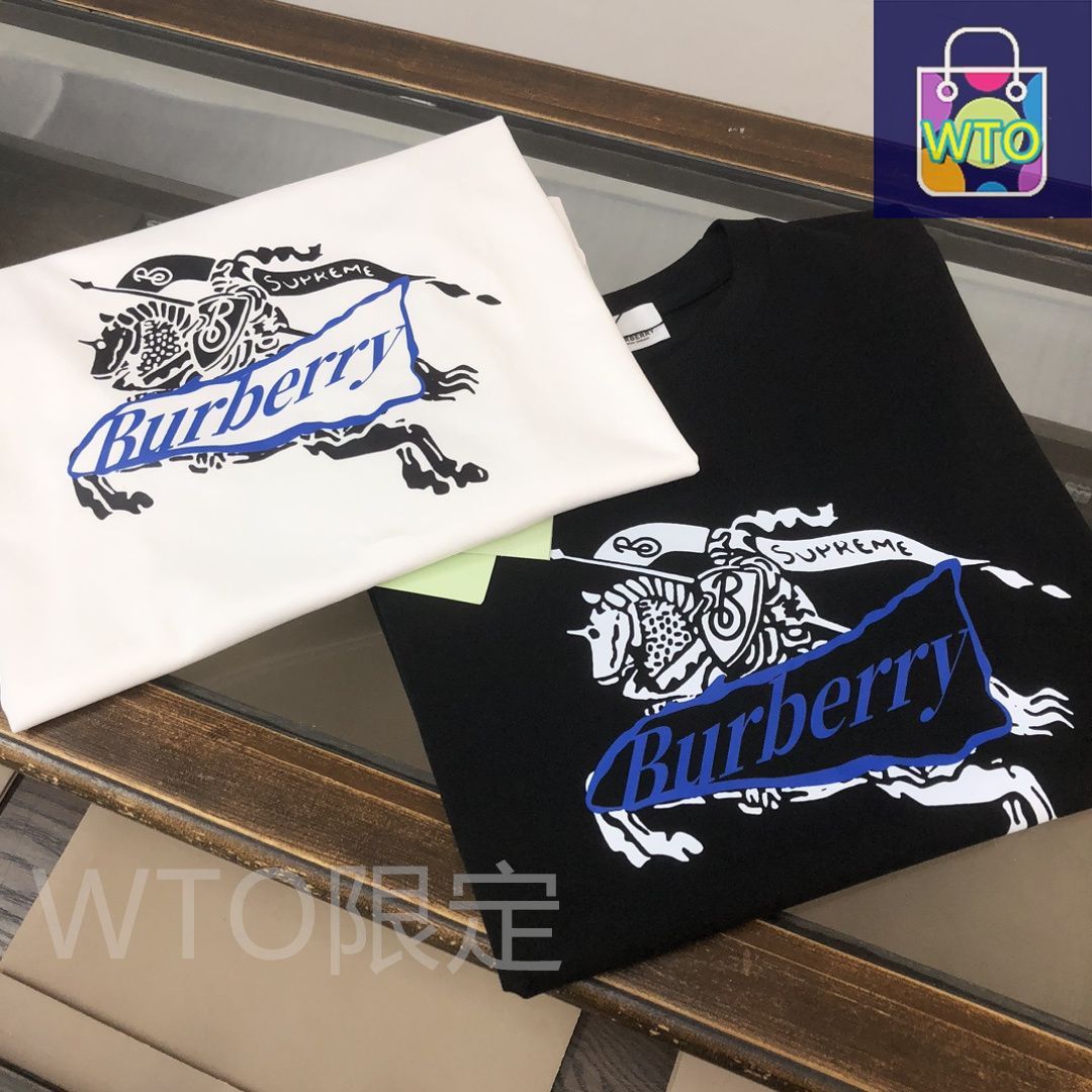 新品未使用　BURBERRY　ギャザーネック長袖Tシャツ　シルク混　ロゴ　タグ付 本日限定特価】Burberry フロッグロゴ クルーネックTシャツ - 2