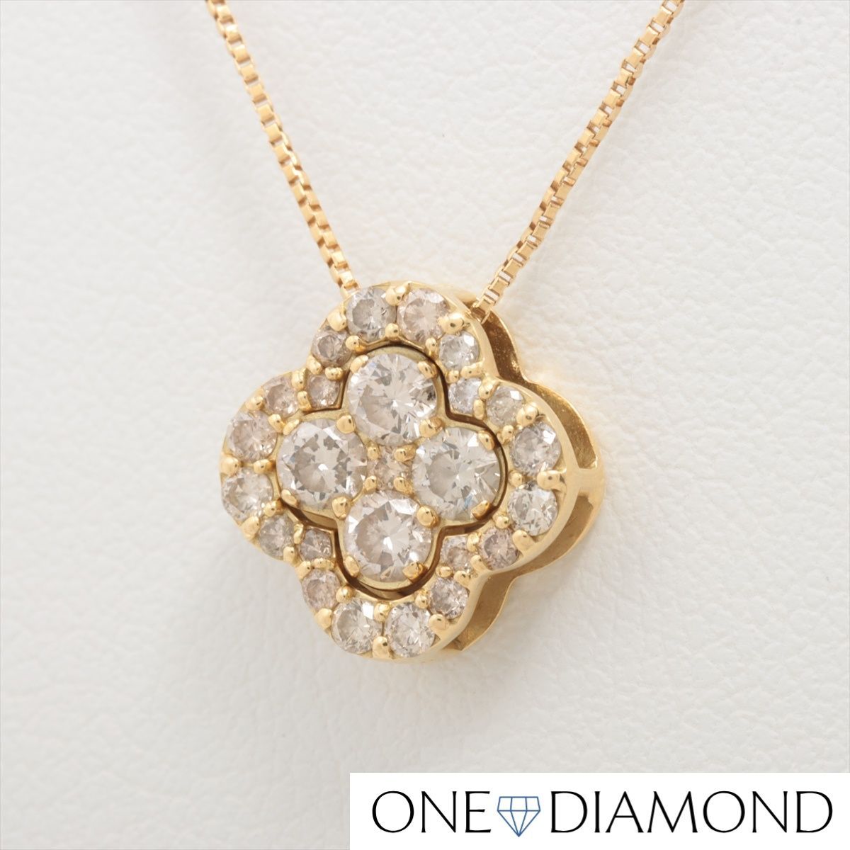ダイヤ ネックレス 天然ダイヤモンド フラワー K18 3.1g 0.50ct  