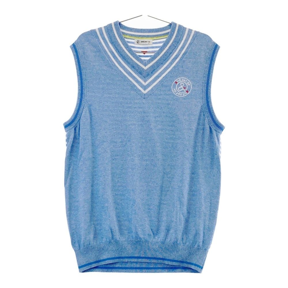 アンパスィ ニットベスト L 美品❗️ サイズ：LL AND PER SE アンパスィ ニットベスト ブルー系