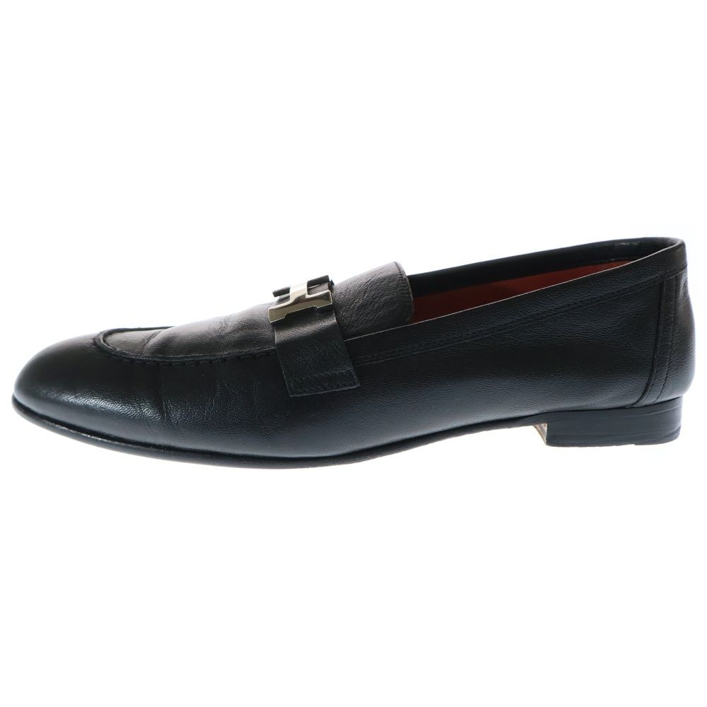 HERMES エルメス モカシン Hロゴ レザーローファー ブラック