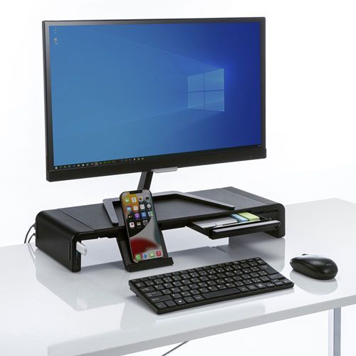 サンワサプライ USB Type-C接続ハブ付き机上ラック MR-LC210CHBK