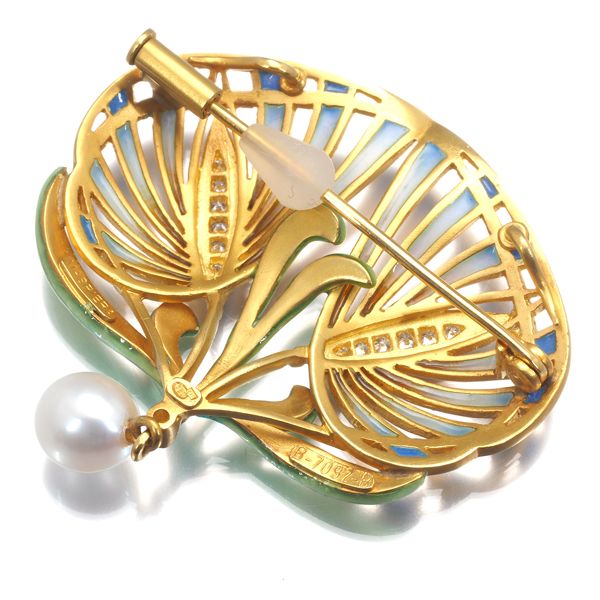 マリエラ ブローチ兼ペンダントトップ パール 淡水真珠 6.6mm ダイヤ  