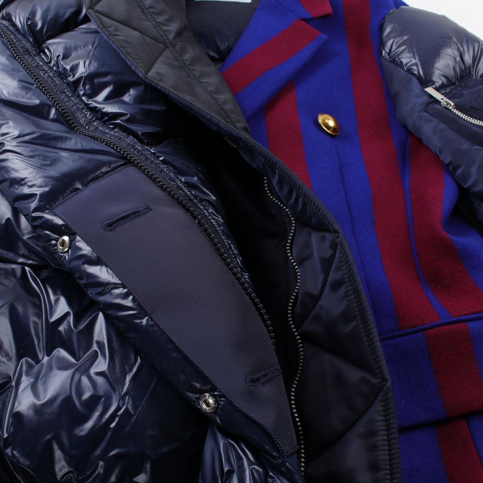 サカイ Sacai ダウンジャケット 18-04178 ネイビー ウール サカイ Sacai ダウンジャケット 18-04178 ネイビー ウール