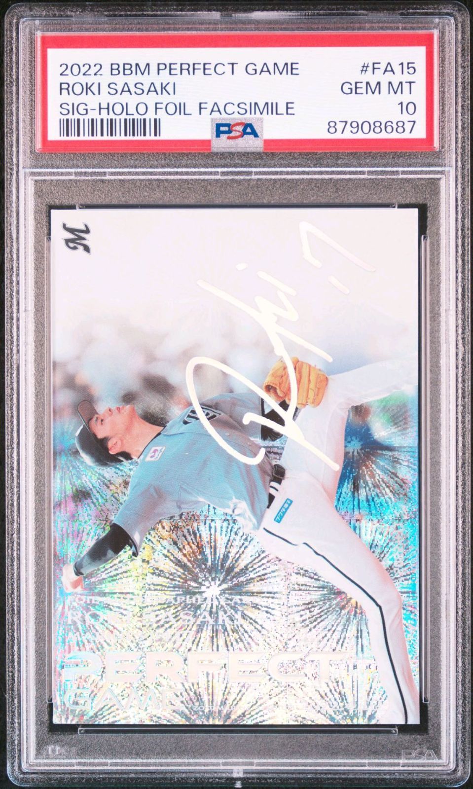 佐々木朗希 2025 BBM PERFECT GAME SIGNING | HOLO FOIL FACSIMILE 66|100 ROKI SASAKI FA15