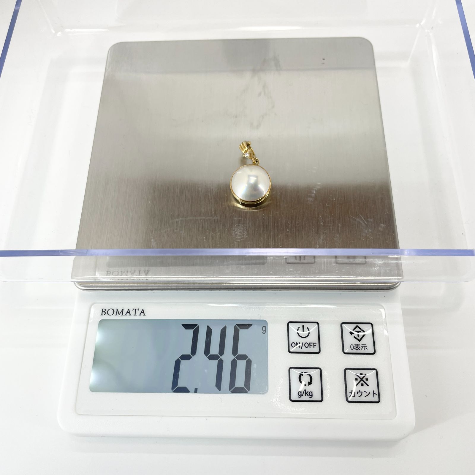 田崎真珠 ネックレストップ K18 ダイヤモンド 0.01ct×マベパール
