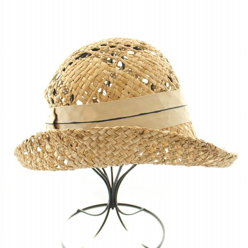ボルサリーノ Borsalino 麦わら帽子 ストローハット リボン 編み込み ベージュ BB GY30