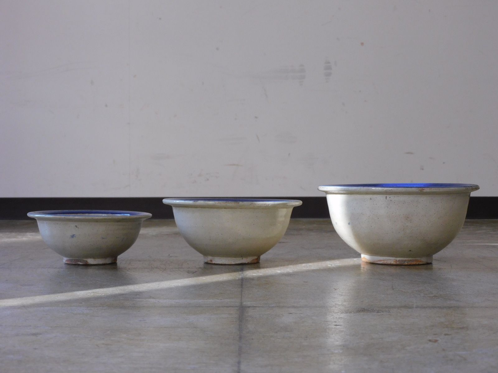 東北民窯 平清水焼 大鉢 白釉 花器 こね鉢 白磁 骨董 アンティーク 李