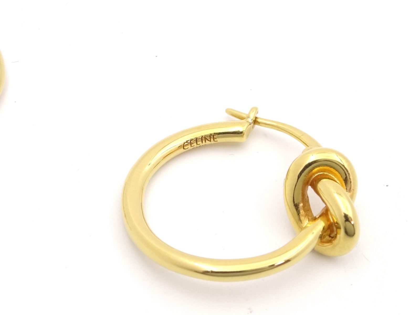 ○3135 超美品 CELINE セリーヌ スモール フープ ノット ゴールド