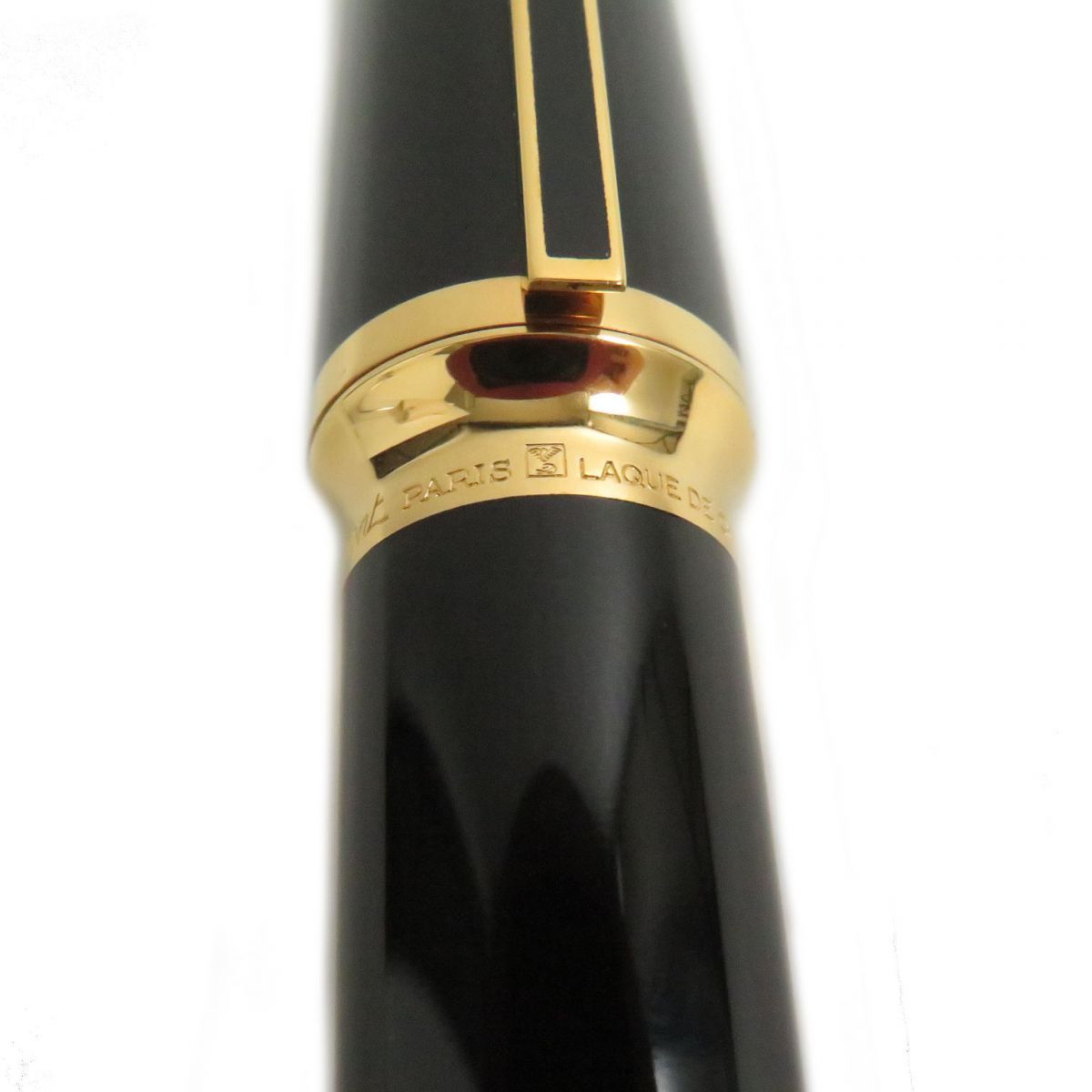 極美品□S.T.Dupont/エステーデュポン モンパルナス ラッカー ペン先18ct Mニブ 万年筆 ブラック×ゴールド フランス製 メンズ/レディース