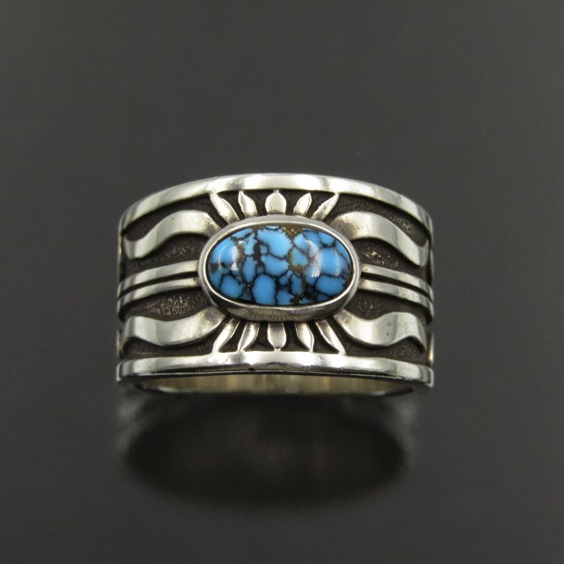 マルコビゲイ　バンドリング　14k×silver 特注　marco begaye ナバホ Marco・Begaye マルコ・ビゲイ オーバレイ ターコイズ付