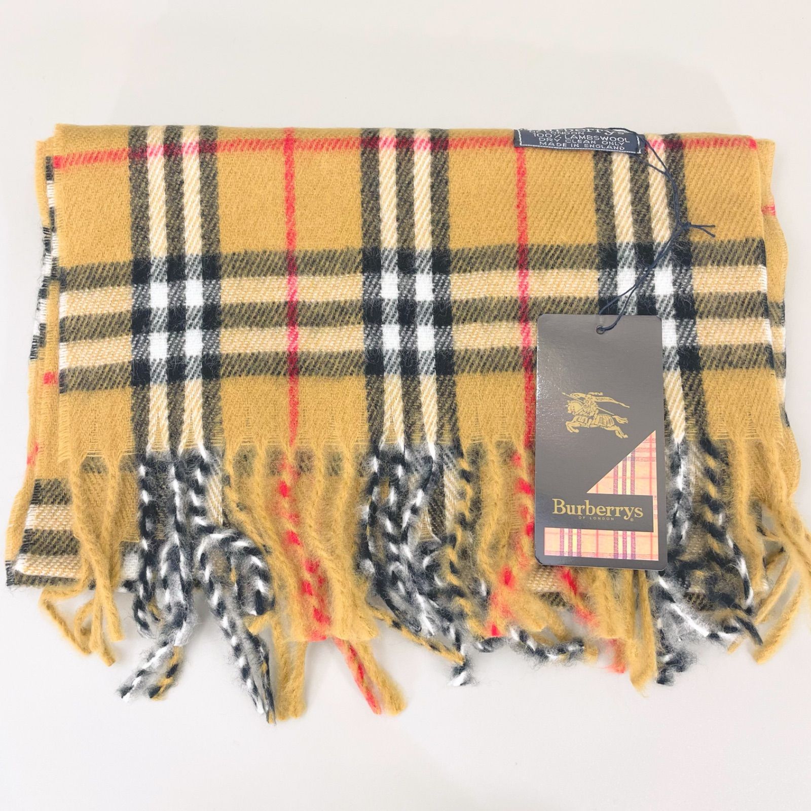 タグ付未使用 バーバリー ノバチェック マフラー ラムウール キャメル 英国製 未使用 タグ付き Burberry London バーバリー ロンドン ラムウール100