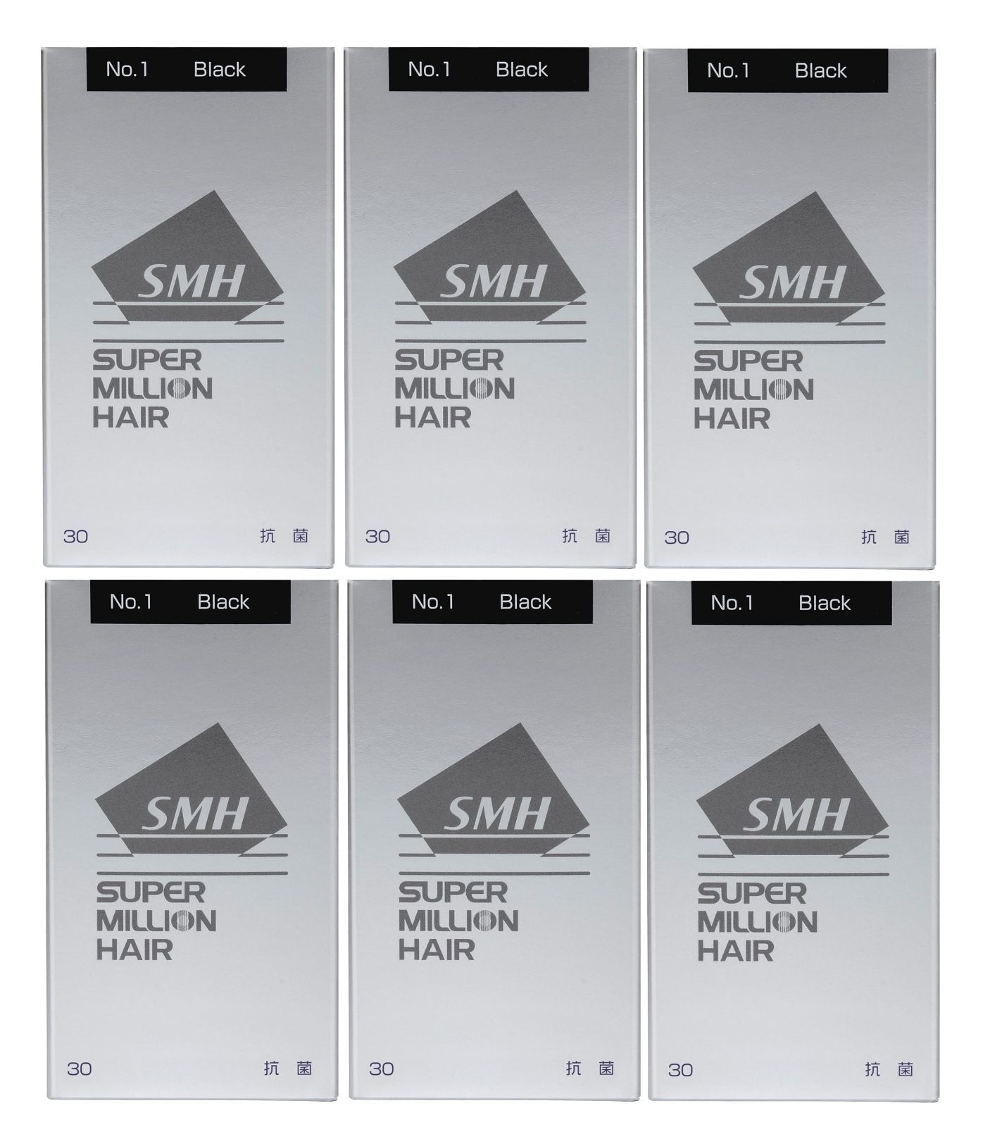 6個セット スーパーミリオンヘアー No.1 ブラック ルアン 30g