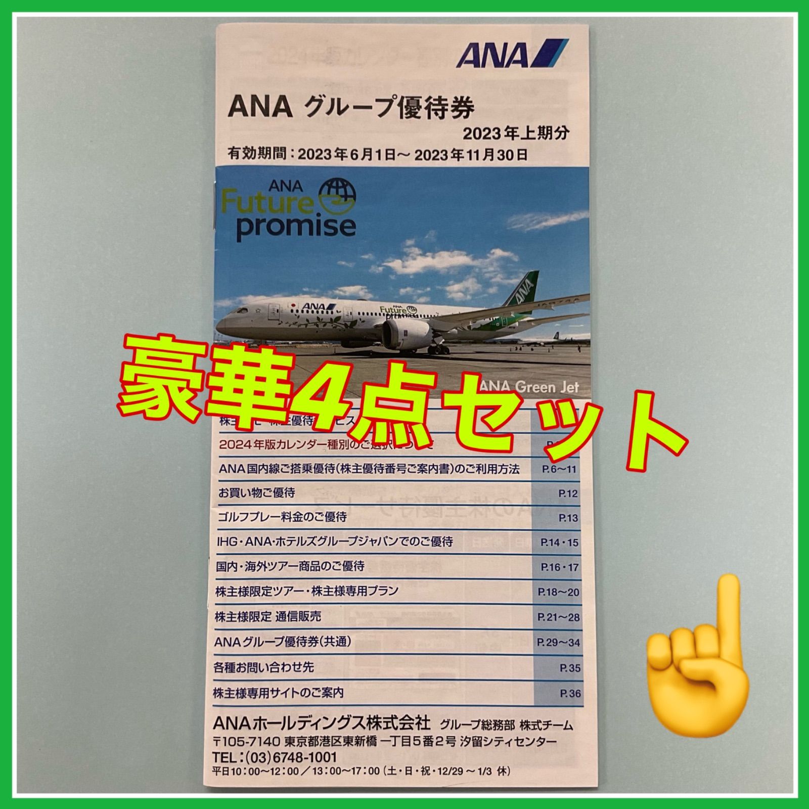 ANA株主優待券2枚&グループ優待券セット 乗車券/交通券 ANA株主優待券2枚とANAグループ優待割引券冊子セット
