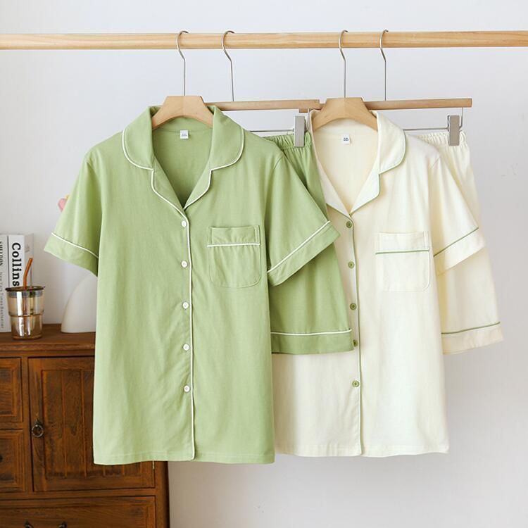 パジャマ レディース ルームウェア 半袖 部屋着 セットアップ 2点セット ショートパンツ 上下セット 寝間着 寝巻き 上下セット 前開き 快適 大きいサイズ パジャマ レディース yuehui04