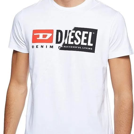 DIESEL]メンズ Tシャツ Wロゴ 半袖 クルーネック プリント 00SDP10091A