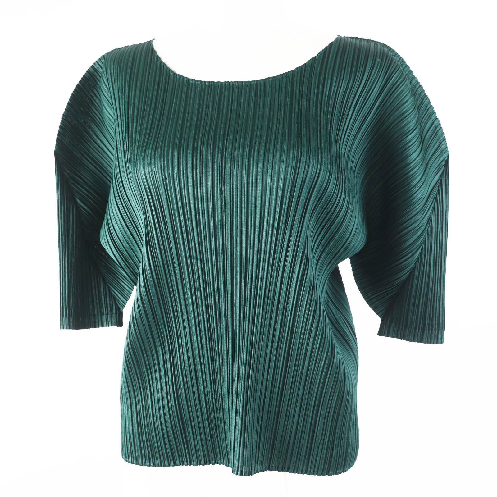 ◎PLEATS PLEASE プリーツプリーズ イッセイミヤケ 22AW PP23JK122 半袖 カットソー ダークグリーン 3 レディース