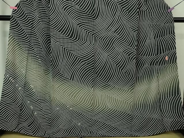 平和屋本店□極上 十日町 名門 滝泰謹製 訪問着 相良刺繍 よろけ縞 暈  