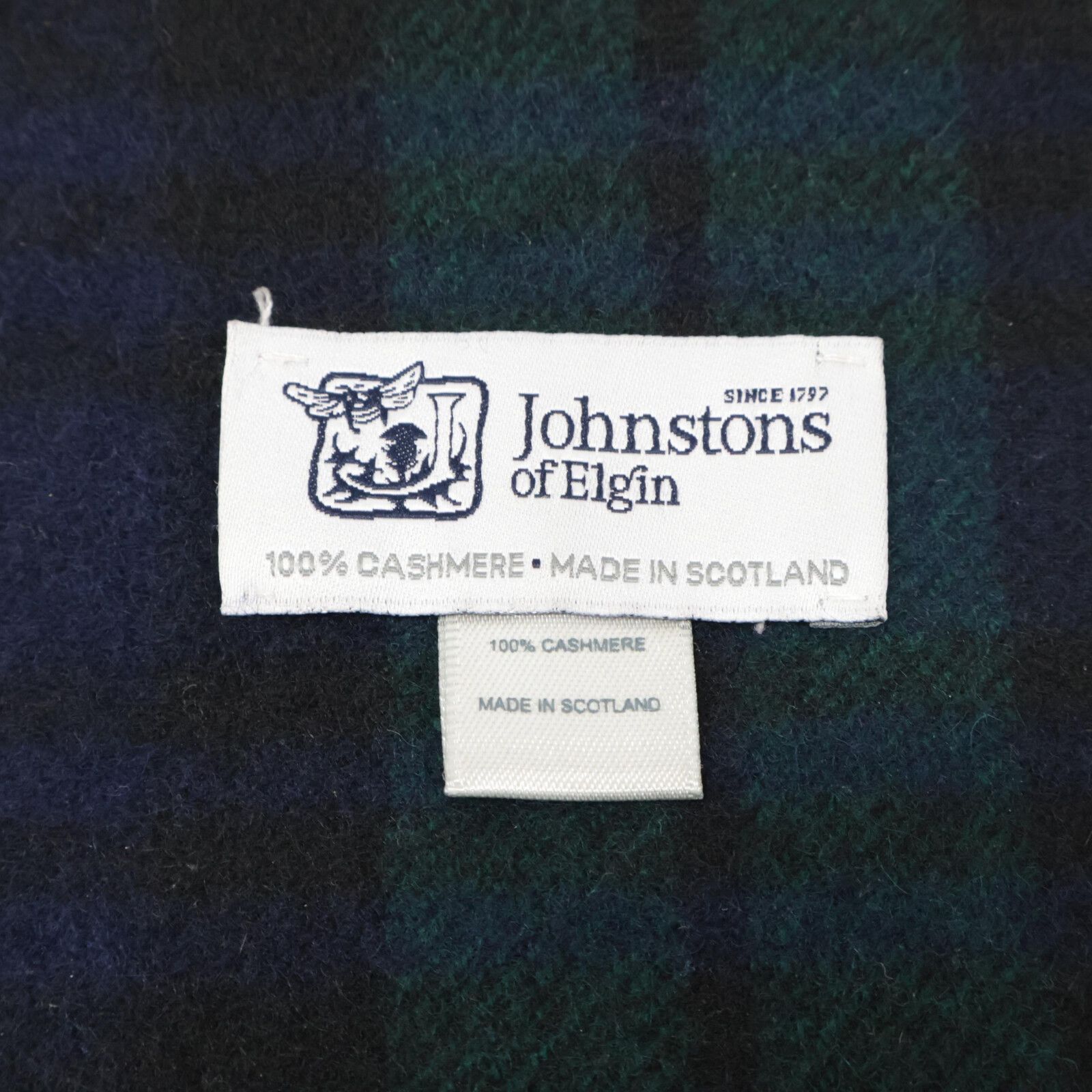 返品・送料無料。 Johnstons ジョンストンズ タータンチェック カシミヤ フリンジ