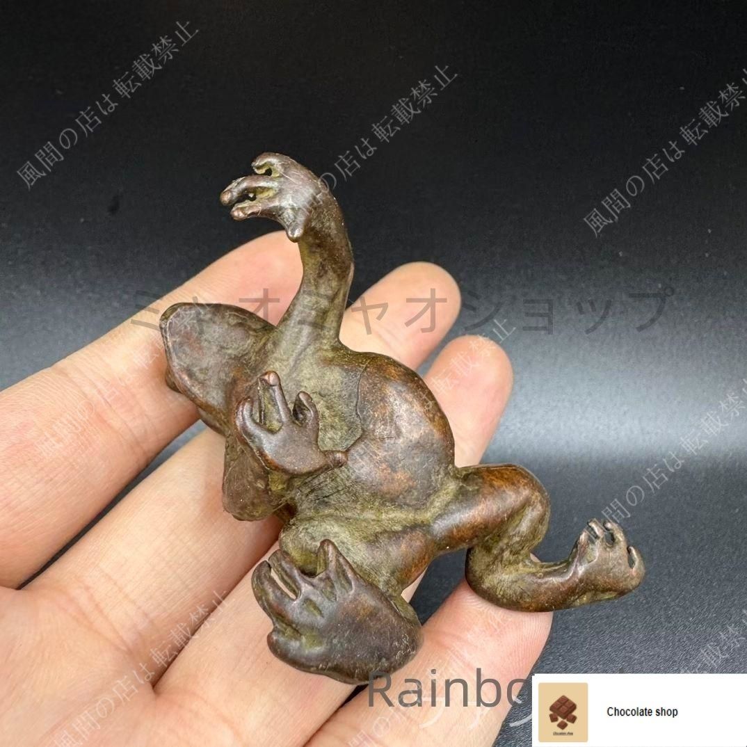 新品未使用】銅 細工 茶道具 香道具 蓋置 置物 ヒキガエル 銅製