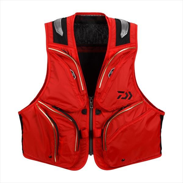 Daiwa フィッシングベスト ブラック/レッド 迷彩柄 DV-3025 ショートフィッシングベスト #ブラック #Mサイズ DAIWA