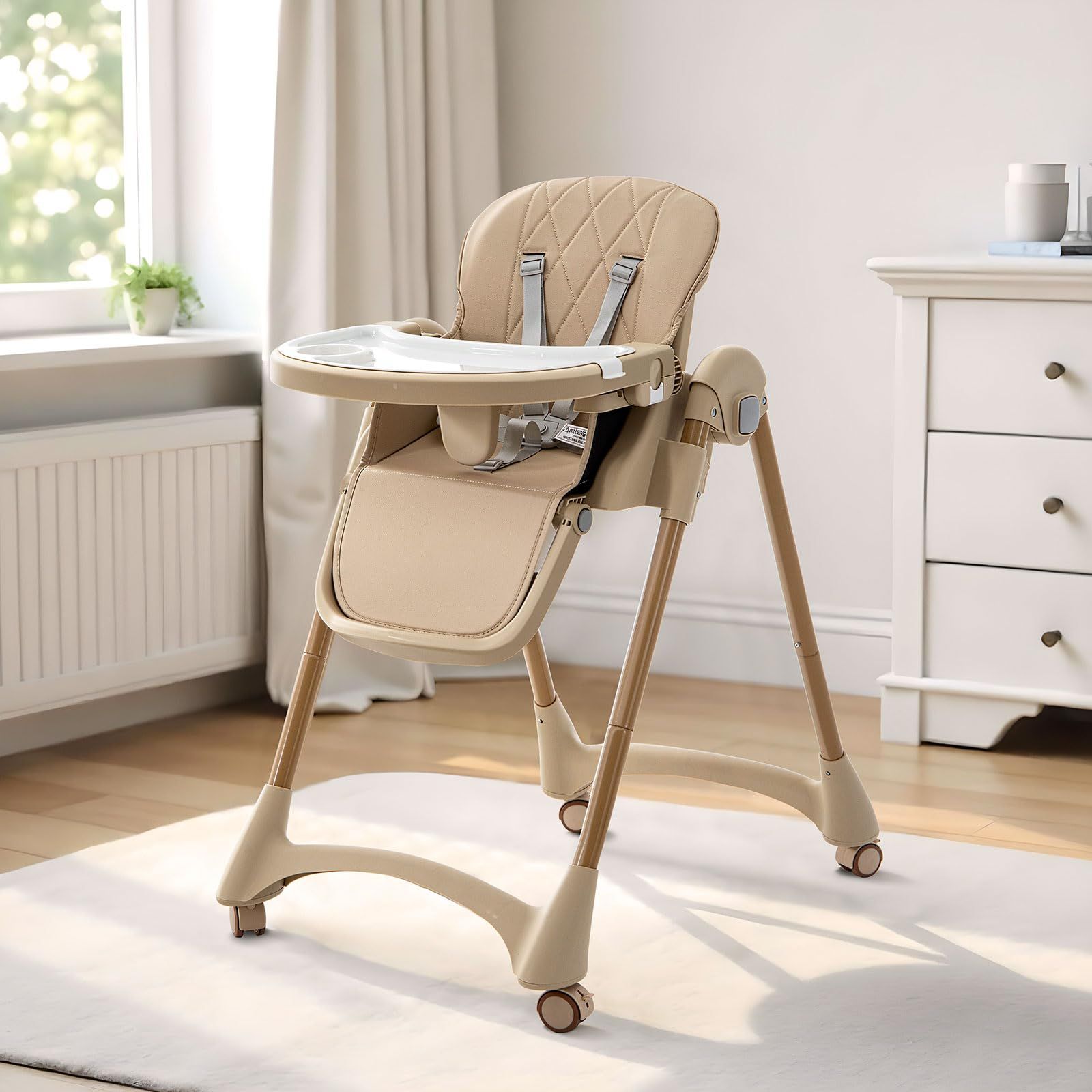 CHOZAN ベビーチェア 折りたたみ ハイチェア ローチェア 機能満載 取り外し なキャスター 五点式安全ベルト 赤ちゃん椅子 キッズチェア 組立簡単 持運び便利 出産祝い 6か月～3歳 ベージュ