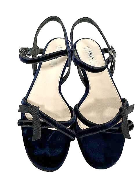 PRADA プラダ 靴 サンダル レディース サイズ35 ベロア フラット＿S28＿s-1304-r28＿セルモアから