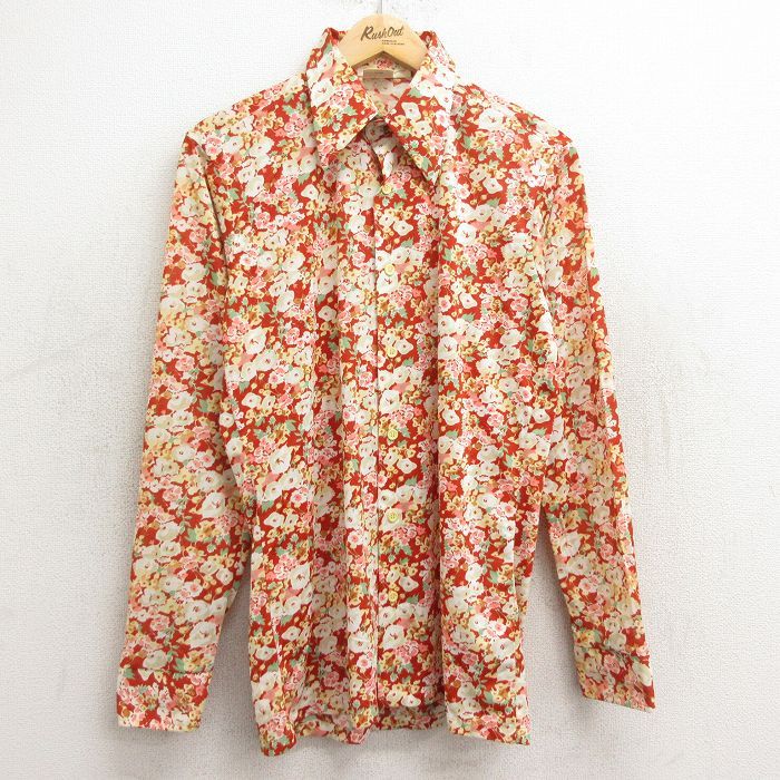 M/古着 長袖 シャツ メンズ 70s 花柄 赤系他 レッド 24jun04 中古 トップス