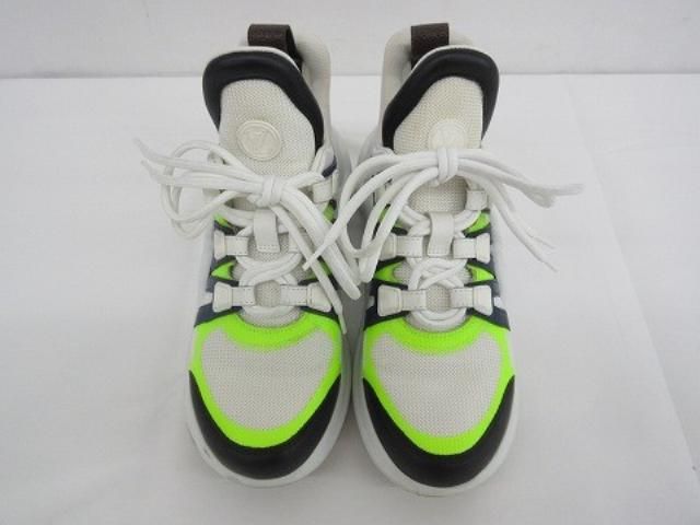 ルイヴィトン LOUIS VUITTON スニーカー LVアークライト ライン スニーカー レザー 36 ホワイト イエローグリーン ブラック レディ