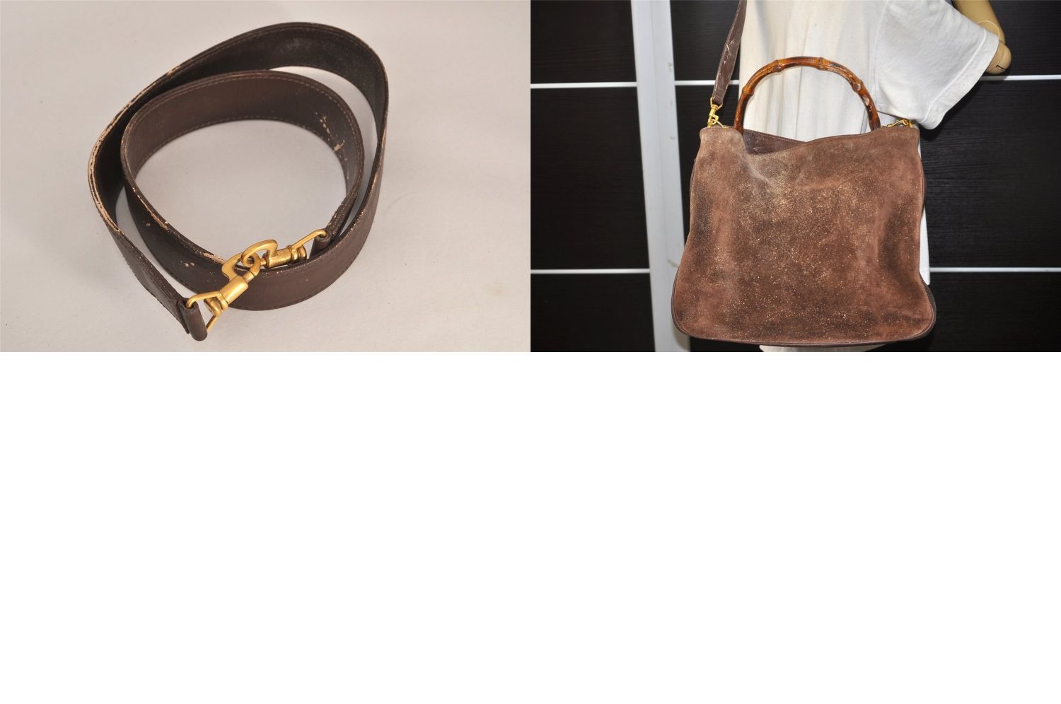 GUCCI グッチ　スエード　ハンドバッグ　ショルダーバッグ　バンブー　ブラウン GUCCI - GUCCI オールドグッチ バンブー スエード ハンドバッグ