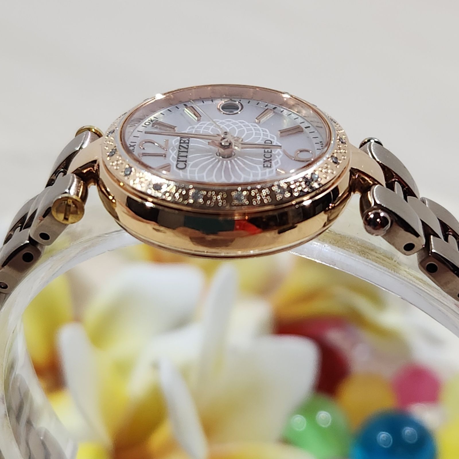 ●美品●シチズン エクシード ES8002-53W ダイヤ 電波ソーラー CITIZEN（シチズン） ES8002-53W エクシード エコ・ドライブ電波時計