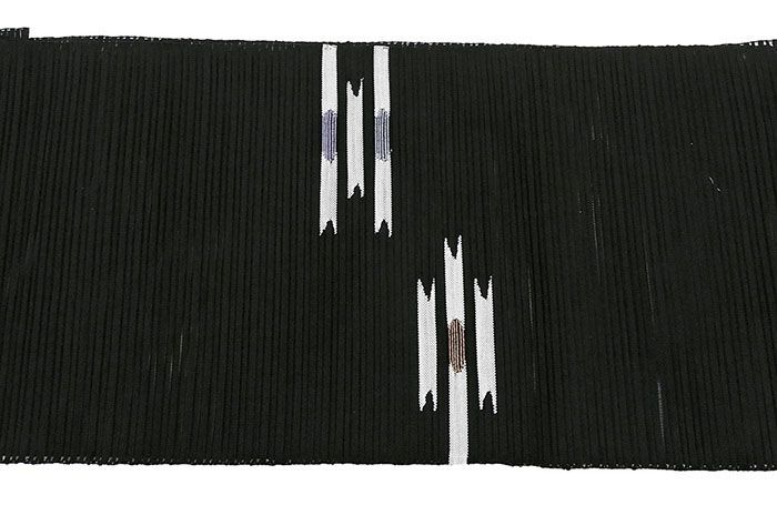 夏帯 名古屋帯 絽綴れ 正絹 新品 仕立て上がり 黒 横段 幾何 夏八寸帯