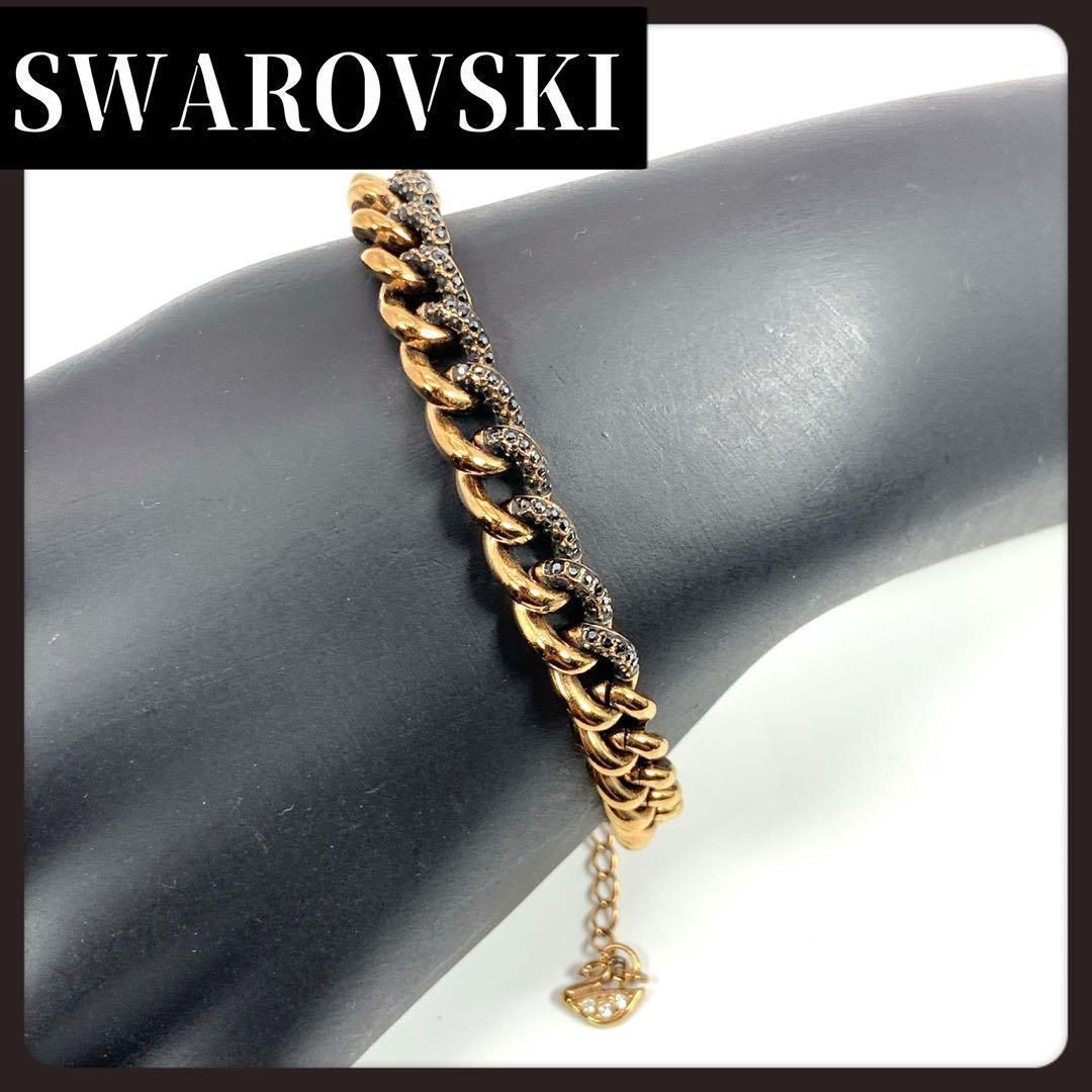 レア SWAROVSKI スワロフスキー ブレスレット ブラック ライン
