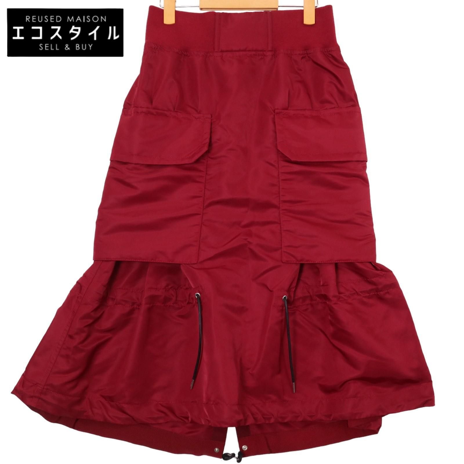 sacai サカイ 22AW 22-06362 ﾚｯﾄﾞ Nylon Twill Skirt 2 - メルカリ 