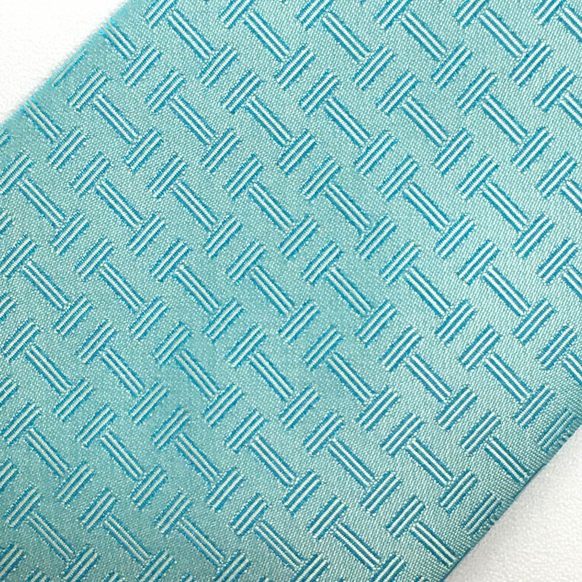 美品 エルメス HERMES ネクタイ シルク100% フランス製 ライトブルー H