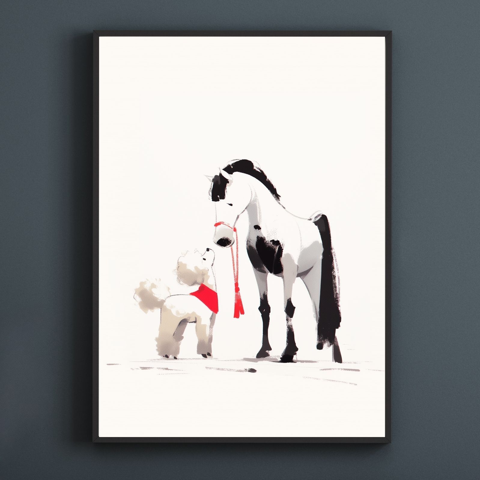 福寿 2026年 - プードル トイプードル犬 No.4 午年 馬 謹賀新年 賀正 新春 迎春 子犬 ペットロス うちの子 記念日 アートポスター 犬の絵 犬のイラスト ギフト プレゼント