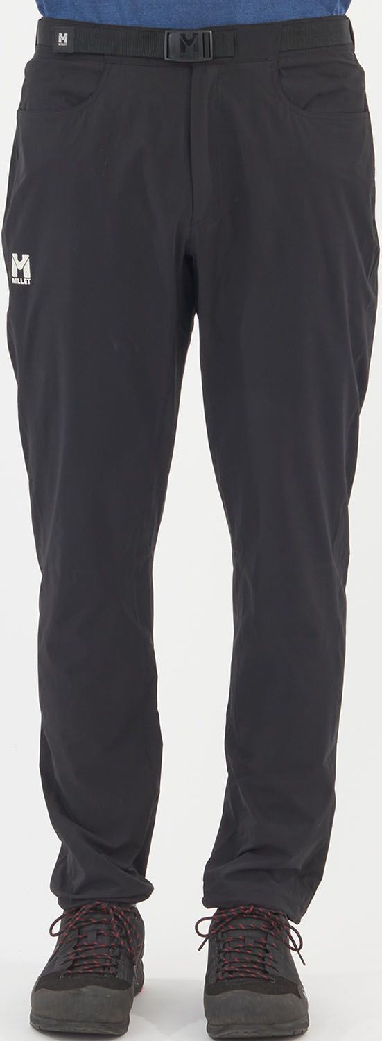 ミレー MILLET アウトドア PT M パンツ ズボン 動きやすい 撥水 軽量 ソフトシェル ストレートシルエット 耐久性 ストレッチ 背面ゴム ベルト付きウエスト N 0247 BLACK NOIR