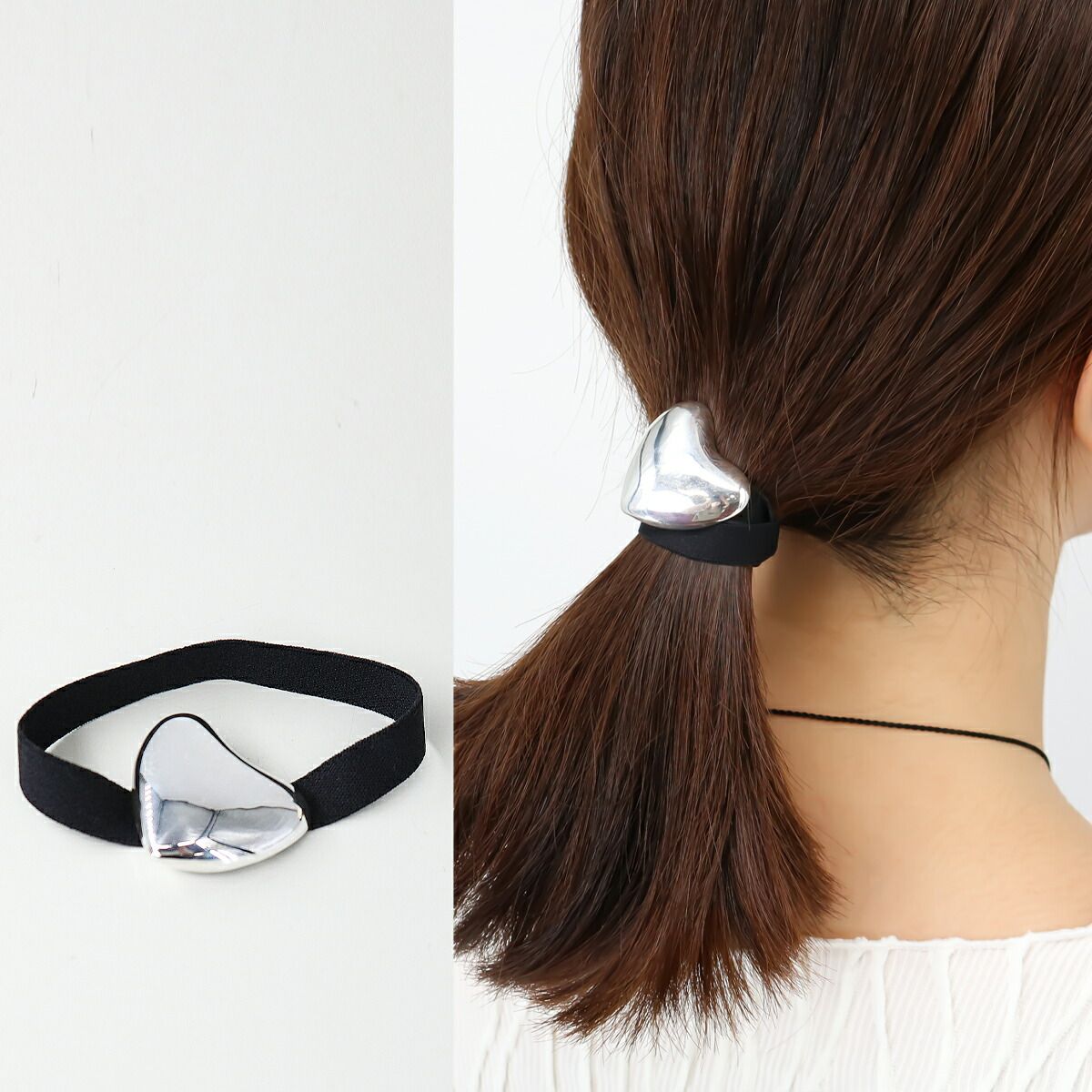 ■ANNIKA INEZ ハート ヘアタイ A624 LRG SILVER □ANNIKA INEZ アニカイネズ Voluptuous Heart Hair Tie,Lrg