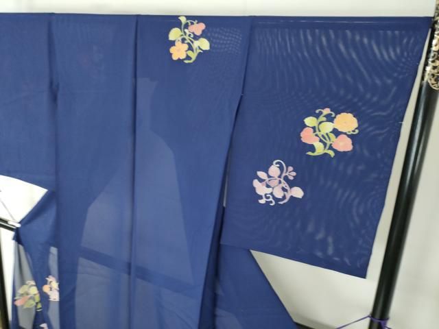 ☆専用☆新品 夏着物 正絹 絽“風に舞う芝草と小桜”小紋 I-38 夏物最終売り尽くしセール】 【夏着物】 特選絽江戸小紋 ≪御