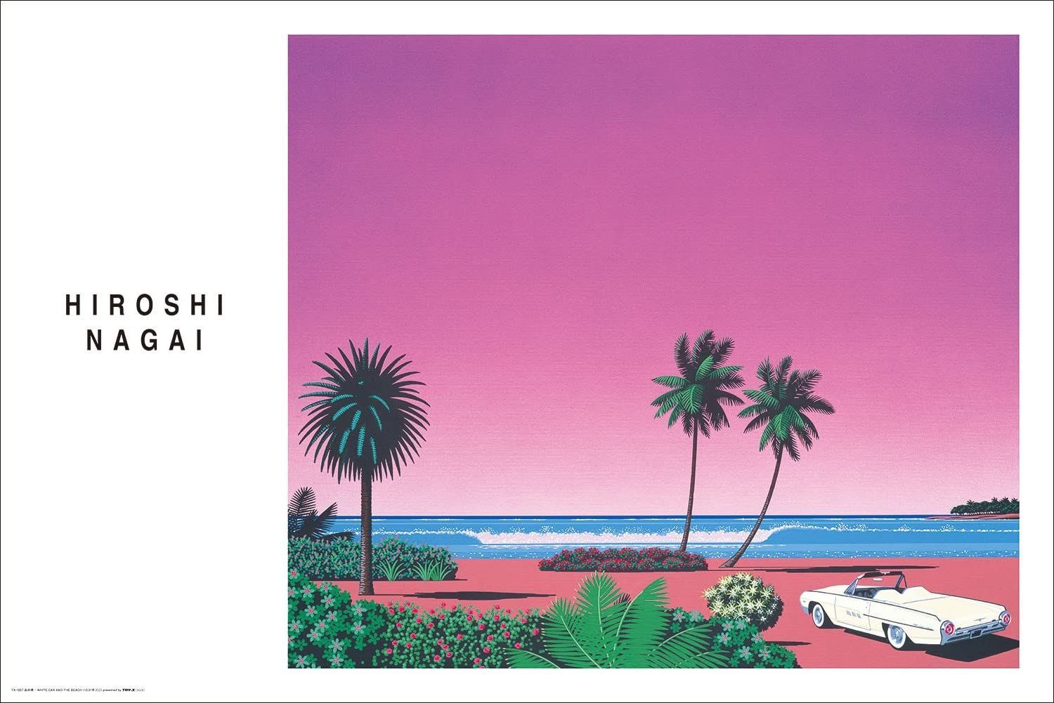 【新着商品】BEACH 61×91.5cm THE AND TX-1857 CAR 永井博/WHITE 日本製 ポスター トライエックス