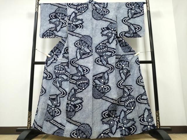 平和屋着物∴夏物 浴衣 有松鳴海絞り 流水鞠舞蝶文 綿 CAAY4508ng