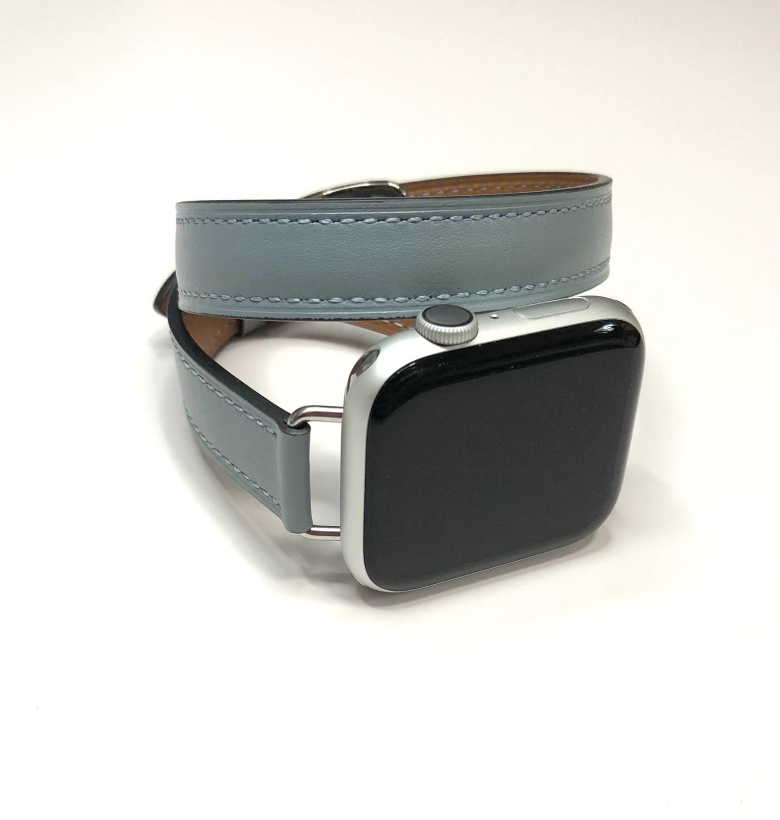 Apple watch レザーバンド 38,40,41mm用 グレー 二重巻き 通販