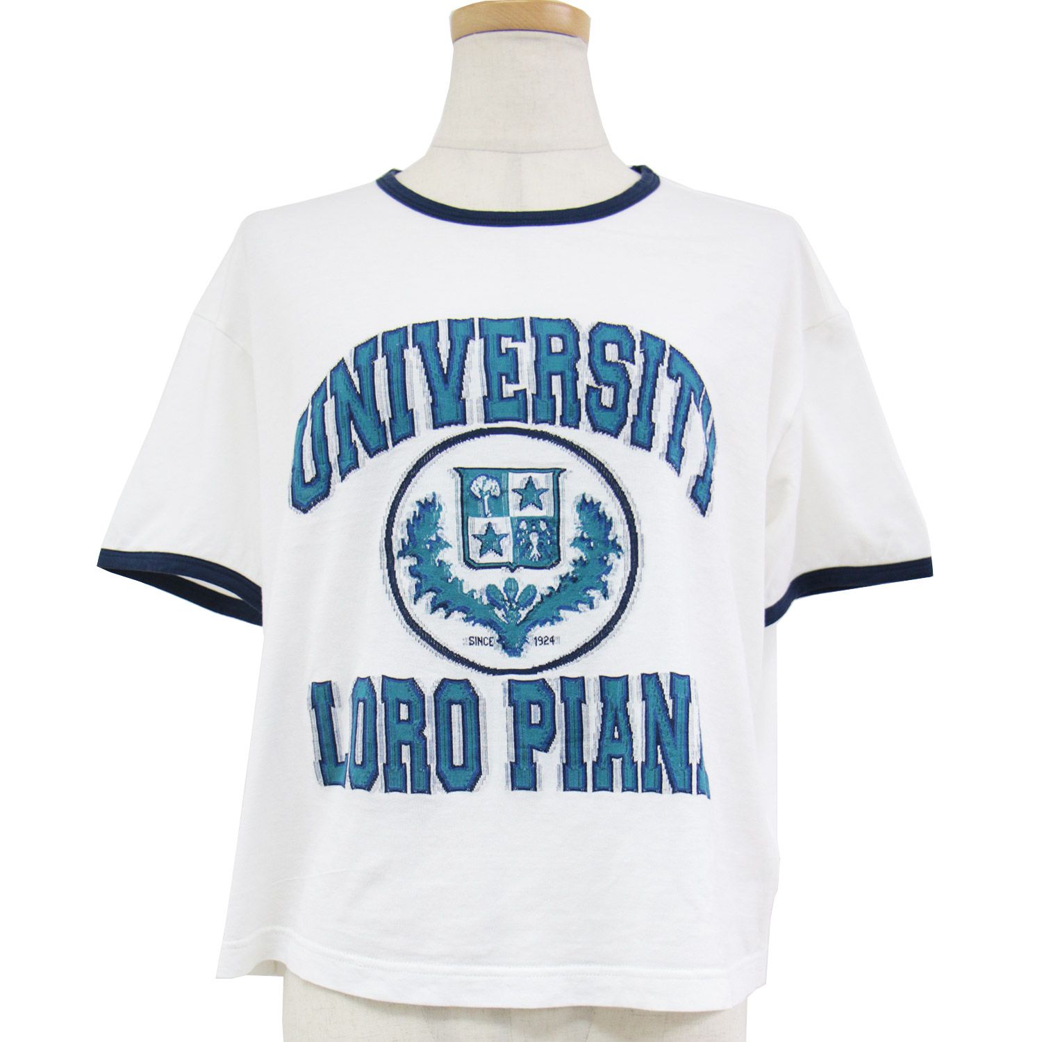 美品】LORO PIANA ロロピアーナ Tシャツ トップス ホワイト ネイビー 
