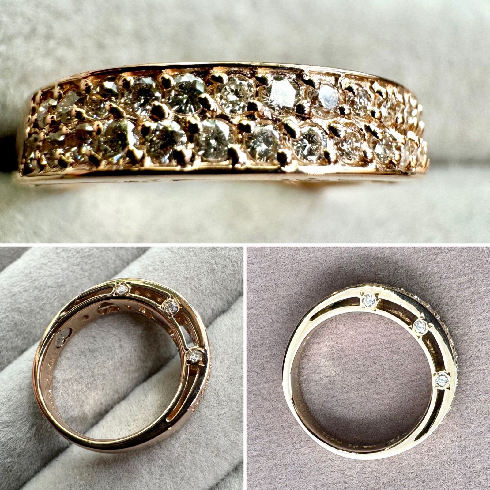 新品磨き済◇セイレーンアズーロ◇K18PG*ダイヤモンドパヴェリング