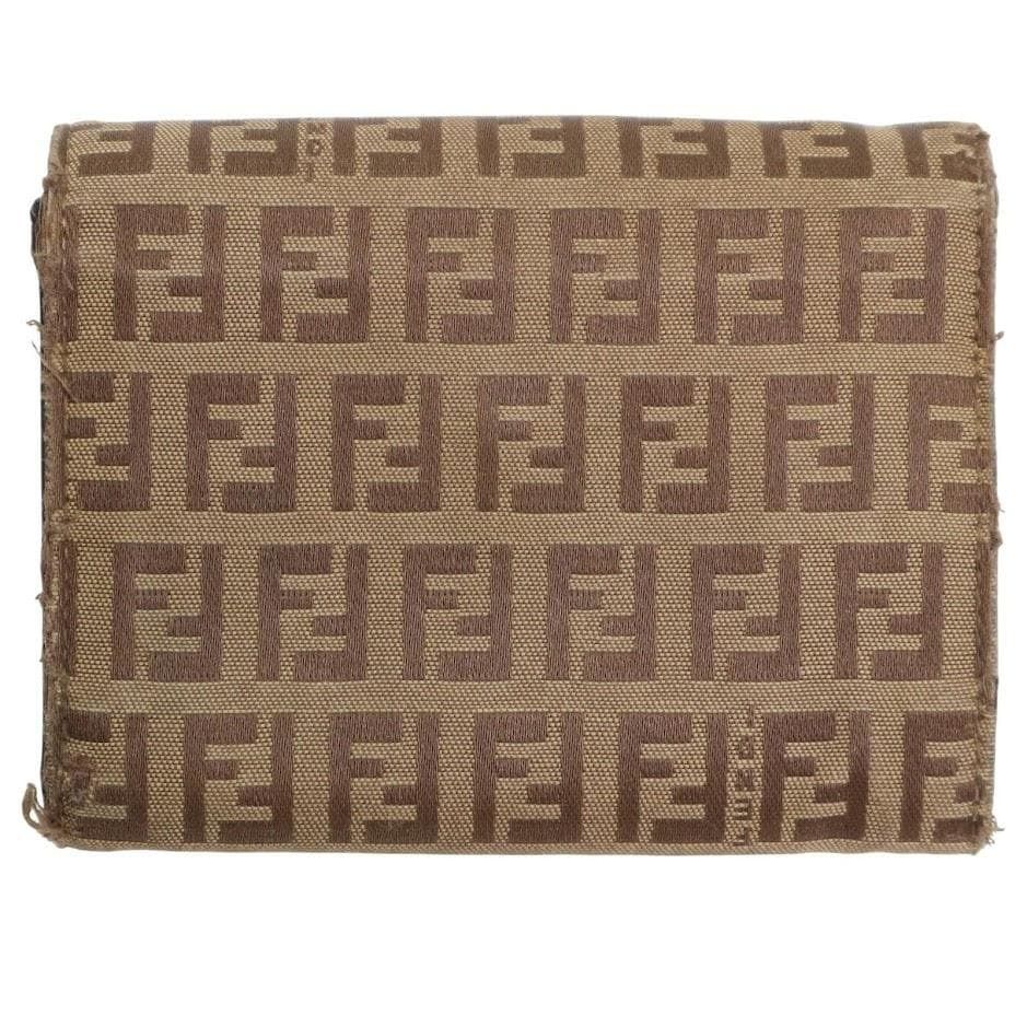 FENDI フェンディ 3つ折り財布 ズッカ柄 ズッキーノ キャンバス レザー