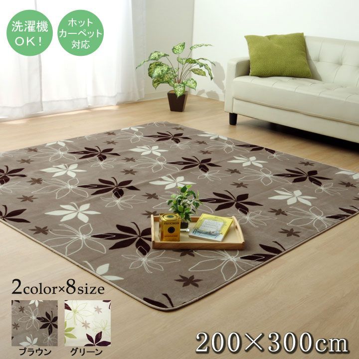 ラグ カーペット 4畳 洗える 抗菌 防臭 無地 『WSプランタ』 約200×300cm （ホットカーペット対応）